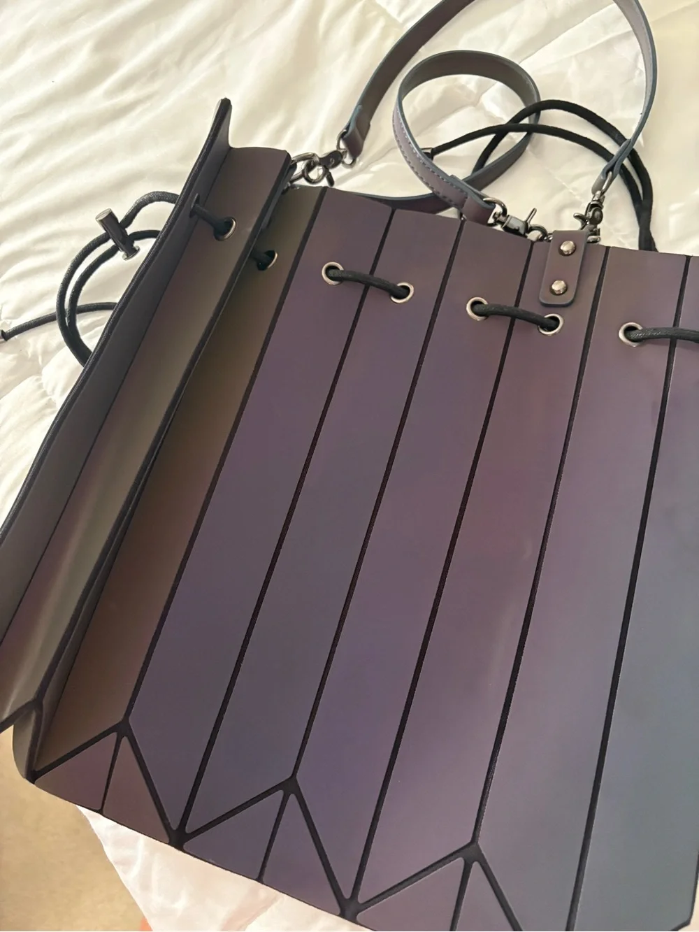 Vintage Y2K Purple Reflective Bucket Bag